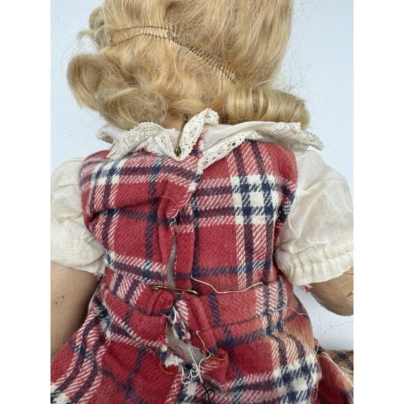 Halloween Creepy VTG Sleepy Flirty Eyes Composition Girl Doll 18 Inch Blonde - Picture 13 of 13